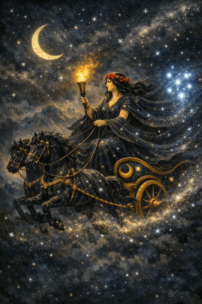 Copilot image of Nyx the goddess of the night